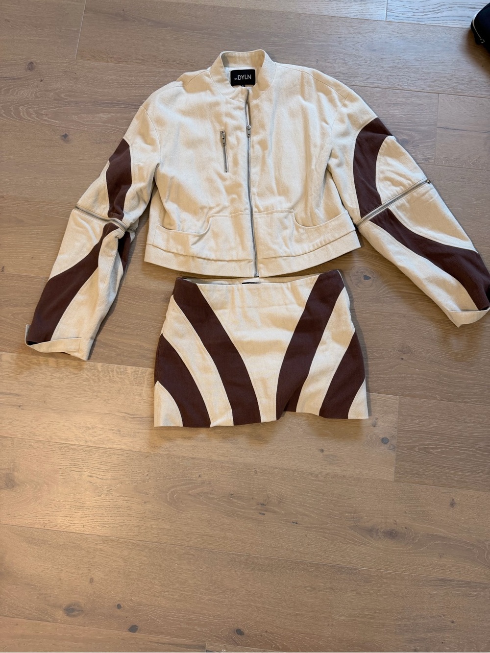 DYLAN Cream & Brown Jacket and skirt set